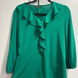Adrianna Papell Green Ruffle Blouse